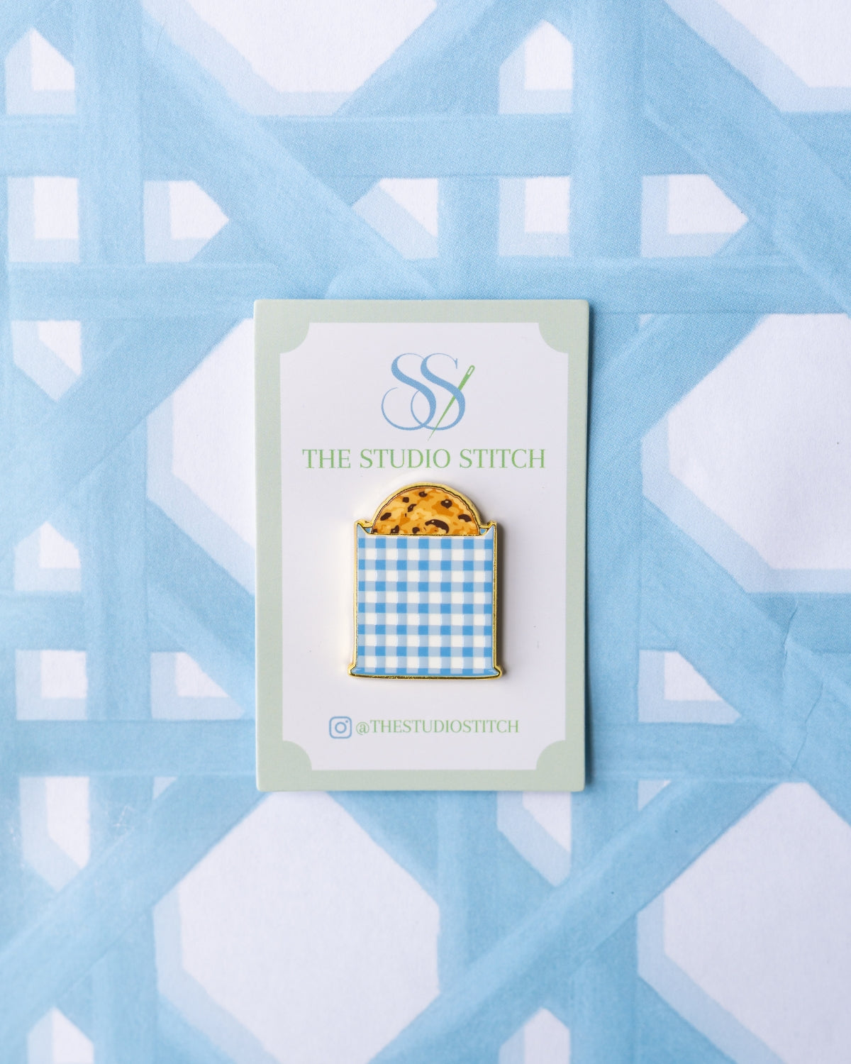 Gingham Cookie Bag Needle Minder